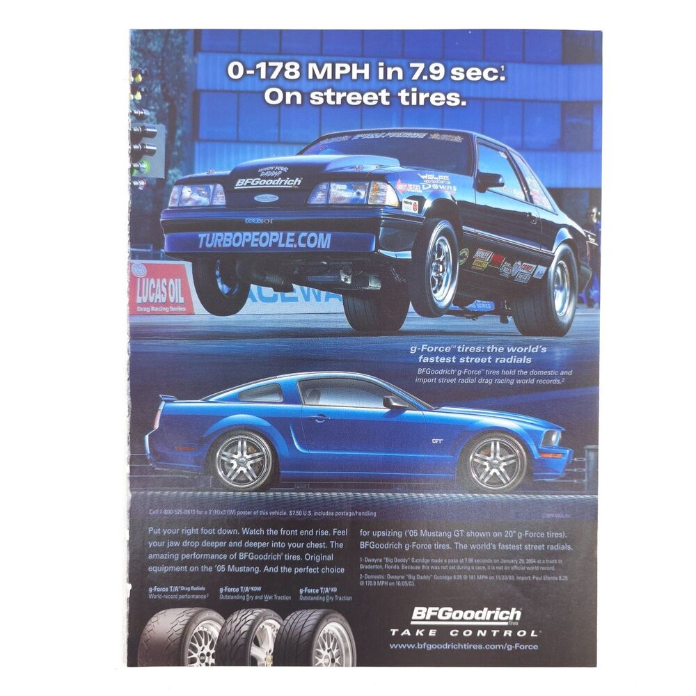VTG Ford Mustang GT Advertising Print Ad Garage Wall Art Drag Car Launch 178 MPH